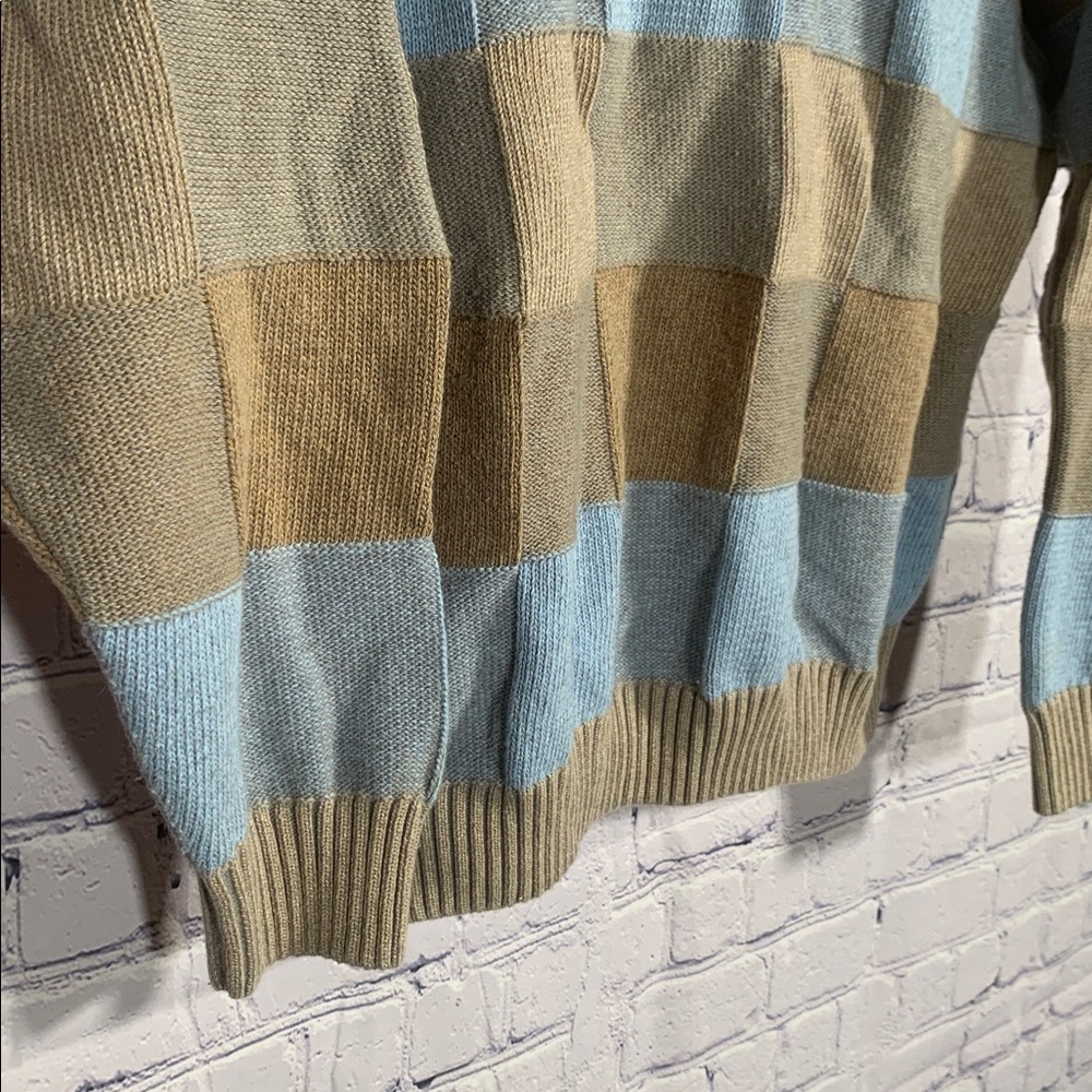 Norm Thompson 3d Knit Checkered Patchwork Sweater… - image 3